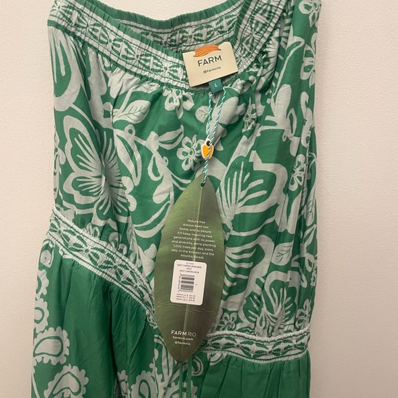 NWT Farm Rio Green Sweet Garden Maxi Dress Large 100% Cotton - Picture 7 of 9
